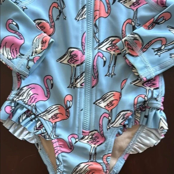 Tea Collection Blue and Pink Flamingo Kids Swimsuit - Picture 4 of 7